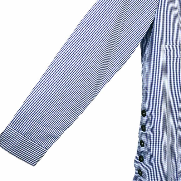 Amazing Gracila Blue & White Gingham Collared Long Sleeve Blouse Size M NWT - Picture 5 of 12